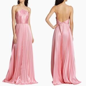 AMUR Kamari Pleated Halterneck Maxi Dress in Rosewater Pink Size 4